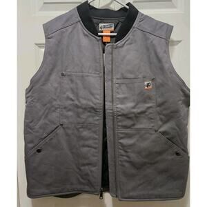 New NWT Women's 40 Grit Twill Insulated Quilted Vest Grey XL Utility Zip Duluth